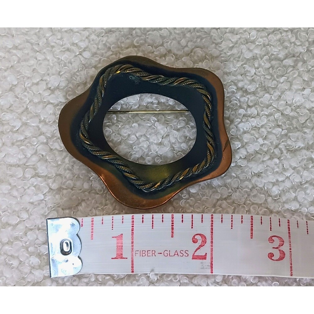 Vintage Modernist Copper Rope Star Brooch 2.25 in - Picture 8 of 10